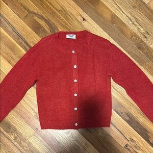 Red Button-Up Women's Sweater